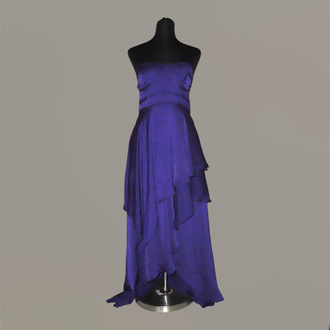 Vintage Shylo x Princess Polly purple ruffled asymmetrical long dress (M)