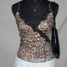 Load image into Gallery viewer, Y2K leopard print lace trim cami tank (S)
