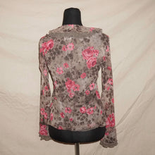 Load image into Gallery viewer, Floral brown mesh long sleeves (M)
