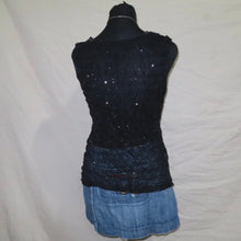 Load image into Gallery viewer, Black sequence mesh ruched top (M)
