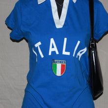 Load image into Gallery viewer, Blue Italia print collared jersey (S)
