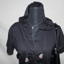 Load image into Gallery viewer, Black hooded button up tee (S)
