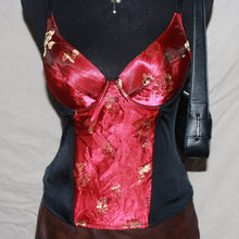 Load image into Gallery viewer, Red floral patterned corset (S)
