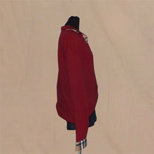 Load image into Gallery viewer, Burberry maroon collared gingham patterned sweater (XL)
