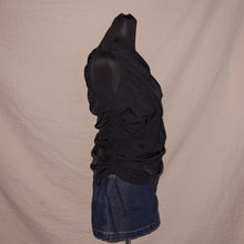 Load image into Gallery viewer, Ruffled asymmetrical off-shoulder black ruched top (L)
