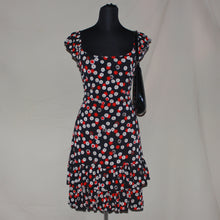 Load image into Gallery viewer, Black patterned off shoulder midi dress (S)
