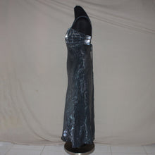 Load image into Gallery viewer, Vintage metallic gray beaded maxi dress (S)
