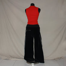 Load image into Gallery viewer, Black velvet "3" wide leg joggers (S)
