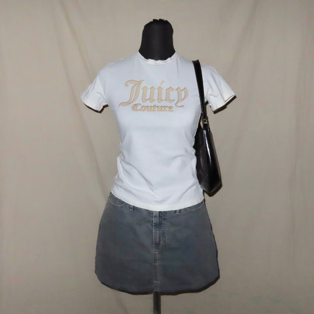 Vintage Juicy Couture graphic gold off-white  tee (XS)