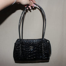 Load image into Gallery viewer, Black "G" crocodile patterned bag
