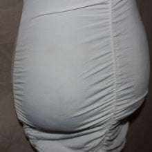 Load image into Gallery viewer, White ruched double-ring cut midi dress (S)
