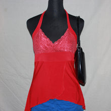 Load image into Gallery viewer, Laced red asymmetrical top (S)
