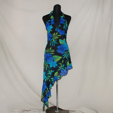 Load image into Gallery viewer, Tropical mesh asymmetrical halter midi dress (S)
