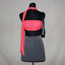 Load image into Gallery viewer, Sequenced coral strapless wrap top (S/M)
