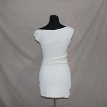 Load image into Gallery viewer, Asymmetrical white patterned midi dress (XS)
