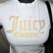 Load image into Gallery viewer, Vintage Juicy Couture graphic gold off-white  tee (XS)
