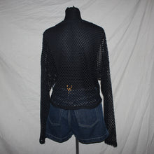 Load image into Gallery viewer, Fish neck patterned black top
