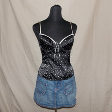Load image into Gallery viewer, Black polka dot pattern corset top (S)
