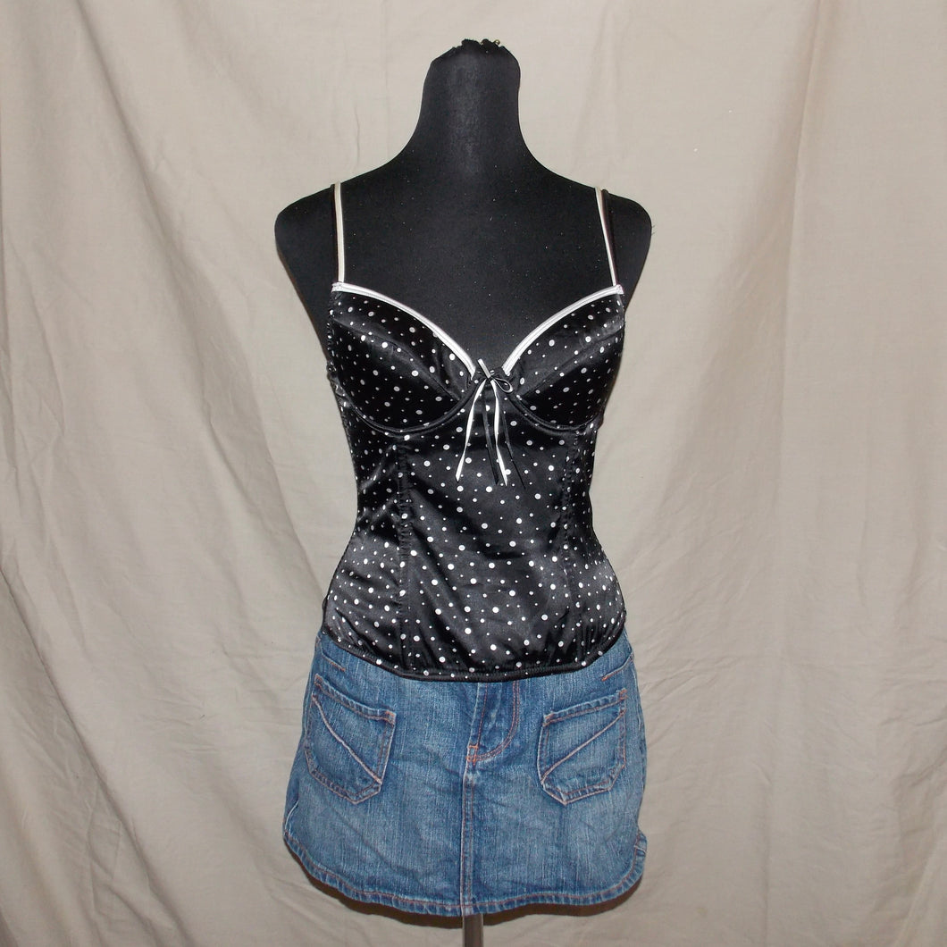 Black polka dot pattern corset top (S)
