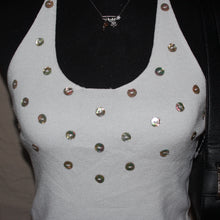 Load image into Gallery viewer, White buttoned design halter (S/M)
