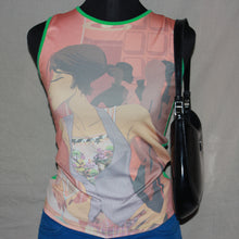 Load image into Gallery viewer, Graphic green mesh tank top (S)
