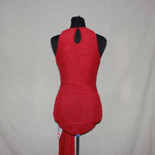 Load image into Gallery viewer, Dark red mesh ruched midi dress (S)

