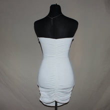 Load image into Gallery viewer, White ruched double-ring cut midi dress (S)
