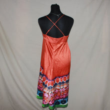 Load image into Gallery viewer, Orange asymmetrical patterned tube midi dress (S)
