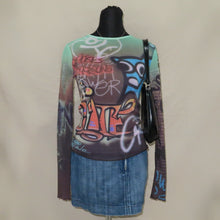 Load image into Gallery viewer, Rare Vintage Cop Copine graphic graffiti mesh top (S)
