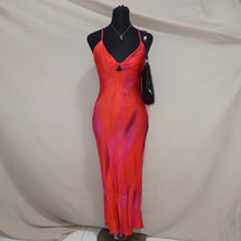 Load image into Gallery viewer, Red and pink satin midi dress (S)
