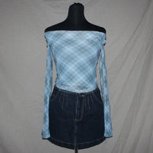 Load image into Gallery viewer, Rushed argyle patterned off shoulder mesh top (XS)
