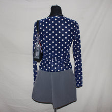 Load image into Gallery viewer, Navy blue polka dot mesh top (S)
