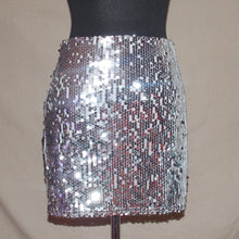 Load image into Gallery viewer, Bedazzled silver midi skirt (S)
