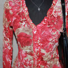 Load image into Gallery viewer, Rose patterned mesh asymmetrical top (S)
