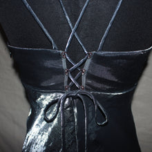 Load image into Gallery viewer, Vintage metallic gray beaded maxi dress (S)
