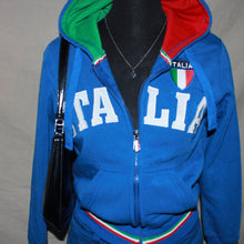Load image into Gallery viewer, Italia stitched blue zip up (XS)
