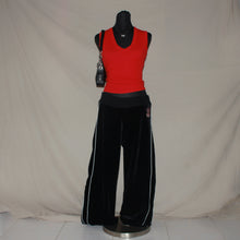 Load image into Gallery viewer, Black velvet "3" wide leg joggers (S)
