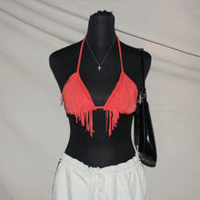 Load image into Gallery viewer, Orange triangle tassel top (S)

