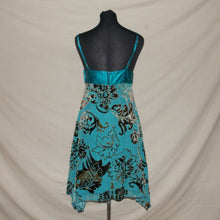 Load image into Gallery viewer, Metallic Teal Floral Midi Dress (S)
