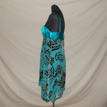 Load image into Gallery viewer, Metallic Teal Floral Midi Dress (S)
