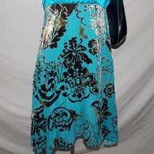 Load image into Gallery viewer, Metallic Teal Floral Midi Dress (S)
