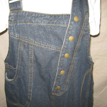 Load image into Gallery viewer, Dark denim asymmetrical button up overalls (XL)
