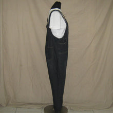 Load image into Gallery viewer, Dark denim asymmetrical button up overalls (XL)
