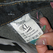 Load image into Gallery viewer, Dark denim asymmetrical button up overalls (XL)
