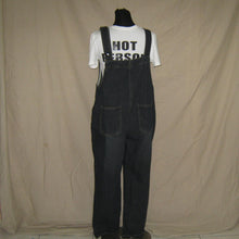 Load image into Gallery viewer, Dark denim asymmetrical button up overalls (XL)
