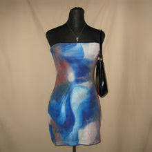 Load image into Gallery viewer, Asymmetrical summer colored patterned tube midi dress (M)
