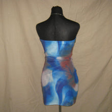 Load image into Gallery viewer, Asymmetrical summer colored patterned tube midi dress (M)
