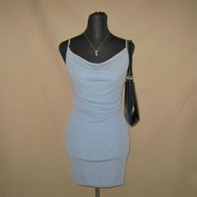 Load image into Gallery viewer, Periwinkle shimmer cowl neck midi dress (S)
